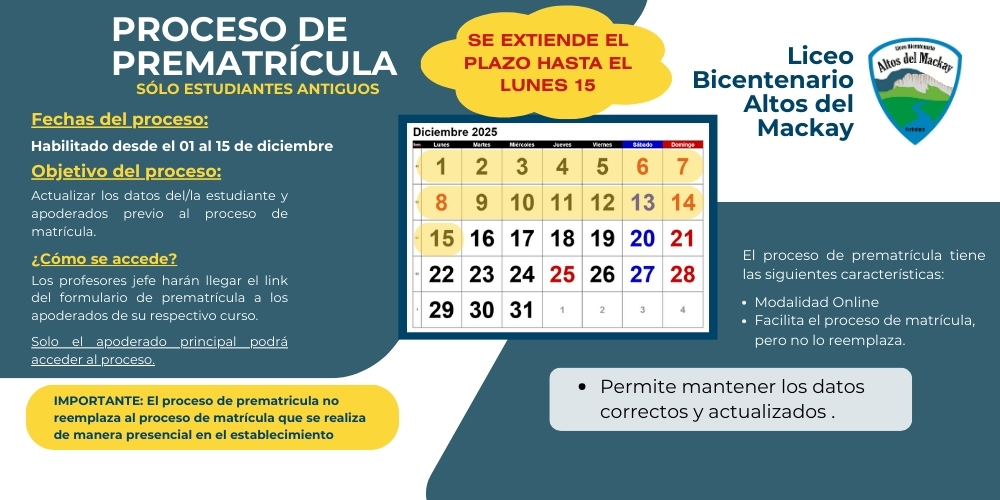 Informativo del proceso de Prematrícula 2026